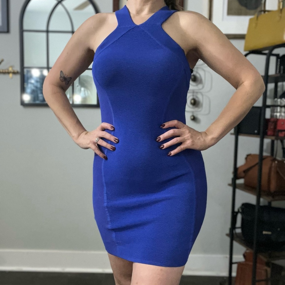 Parker Royal Blue Halter Mini Dress
